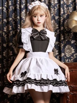 Gothic Lolita Dresses Ruffles Bows Black Black