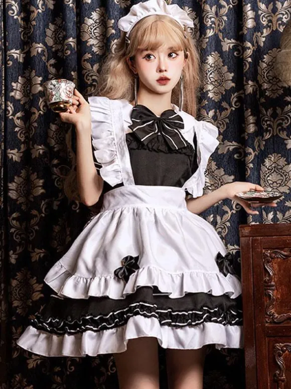 Gothic Lolita Dresses Ruffles Bows Black Black