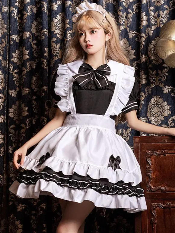 Gothic Lolita Dresses Ruffles Bows Black Black