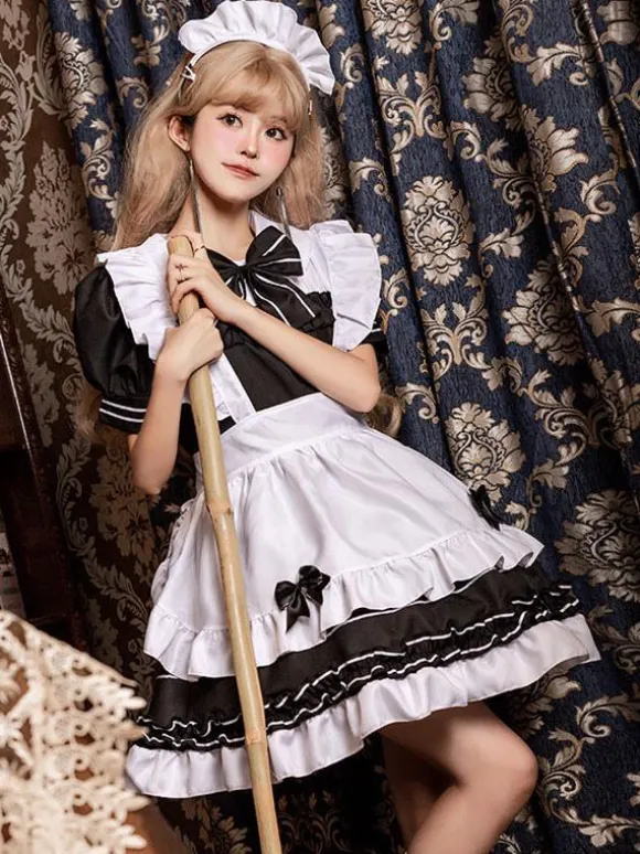 Gothic Lolita Dresses Ruffles Bows Black Black