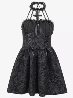 Gothic Lolita Dresses Ruffles Jacquard Black Black