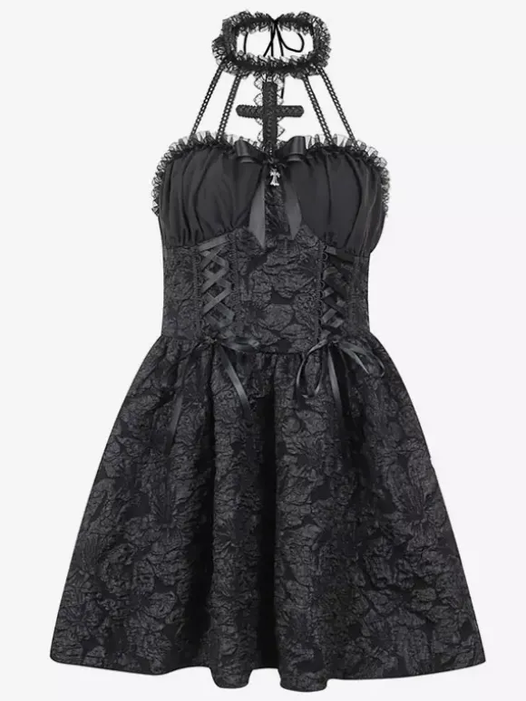 Gothic Lolita Dresses Ruffles Jacquard Black Black