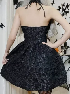 Gothic Lolita Dresses Ruffles Jacquard Black Black
