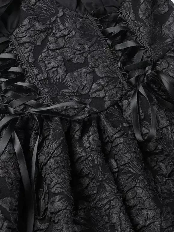Gothic Lolita Dresses Ruffles Jacquard Black Black