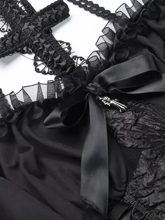 Gothic Lolita Dresses Ruffles Jacquard Black Black