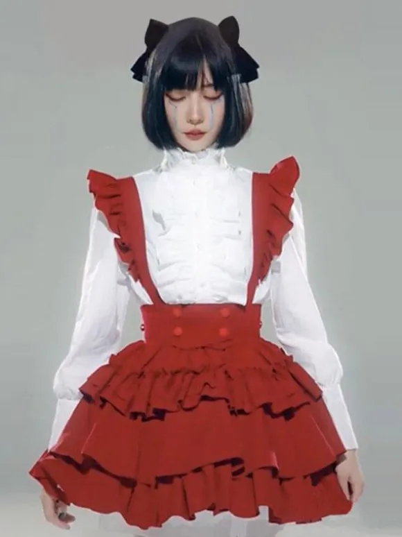 Gothic Lolita Dresses Ruffles Red Red
