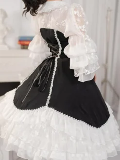 Gothic Lolita Dresses Ruffles Black Black