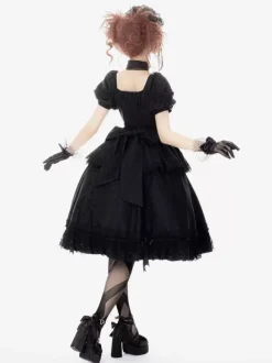 Gothic Lolita Dresses Ruffles Rose Black Black