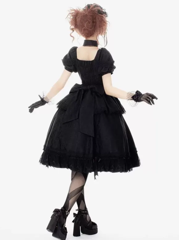 Gothic Lolita Dresses Ruffles Rose Black Black