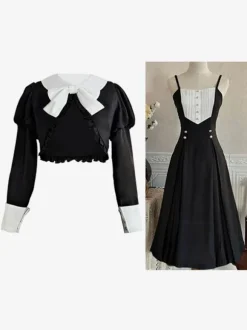 Gothic Lolita Dresses Ruffles Pleated Black