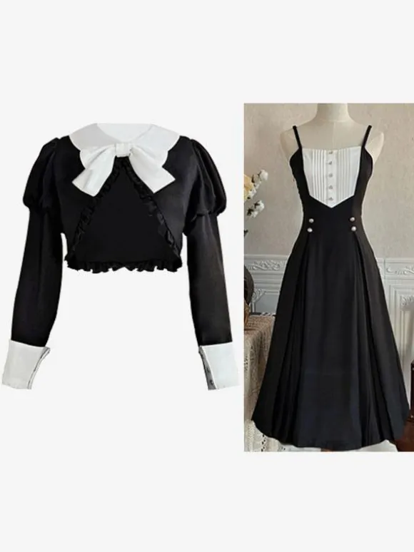Gothic Lolita Dresses Ruffles Pleated Black