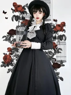 Gothic Lolita Dresses Ruffles Pleated Black