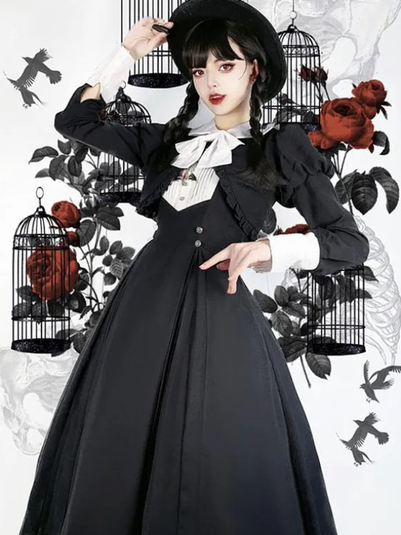 Gothic Lolita Dresses Ruffles Pleated Black