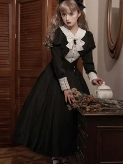Gothic Lolita Dresses Ruffles Pleated Black