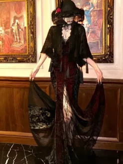 Gothic Lolita Dresses Strapless Mermaid Trumpet Lace Lolita Dress Without Shawl