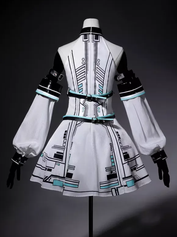 Gothic Lolita Dress Future Battle Princess Punk Tech Style JSK With Headpiece And Arm Sleeves