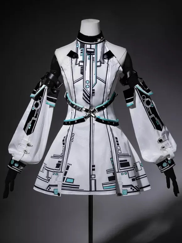 Gothic Lolita Dress Future Battle Princess Punk Tech Style JSK With Headpiece And Arm Sleeves