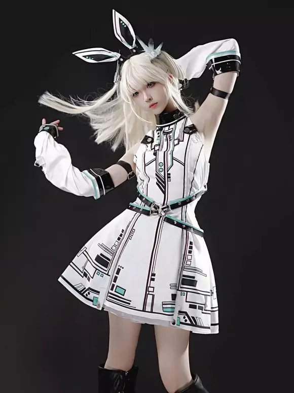 Gothic Lolita Dress Future Battle Princess Punk Tech Style JSK With Headpiece And Arm Sleeves