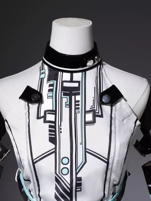 Gothic Lolita Dress Future Battle Princess Punk Tech Style JSK With Headpiece And Arm Sleeves