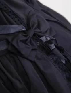 Gothic Lolita Dress OP Black Square Neck Short Sleeve Ruffle Tiered Lolita One Piece Dress