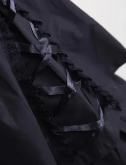 Gothic Lolita Dress OP Black Square Neck Short Sleeve Ruffle Tiered Lolita One Piece Dress