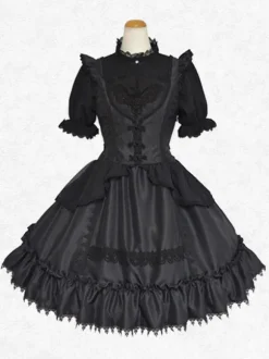 Gothic Lolita Dress Polyester Sleeveless Classic Lolita Dresses Black