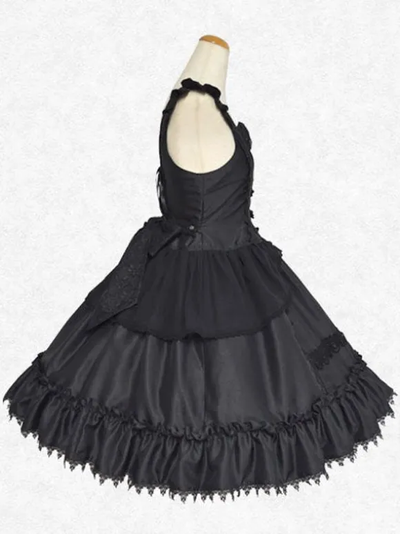 Gothic Lolita Dress Polyester Sleeveless Classic Lolita Dresses Black