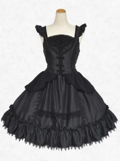 Gothic Lolita Dress Polyester Sleeveless Classic Lolita Dresses Black