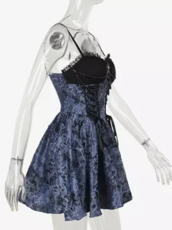 Gothic Lolita Floral Pattern Slip Dress And Lace Smock Set Cosplay Suit