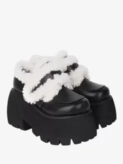 Gothic Lolita Footwear Black PU Leather Wedge Heel Lolita Pumps