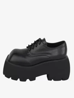 Gothic Lolita Footwear Black Lace up Square Toe PU Leather Lolita Shoes