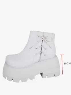 Gothic Lolita Footwear White PU Leather Wedge Heel Lolita Shoes