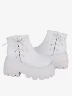Gothic Lolita Footwear White PU Leather Wedge Heel Lolita Shoes