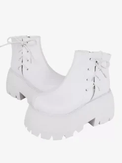 Gothic Lolita Footwear White PU Leather Wedge Heel Lolita Shoes
