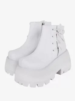 Gothic Lolita Footwear White PU Leather Wedge Heel Lolita Shoes