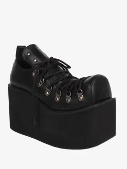 Gothic Lolita Footwear White Grommets PU Leather Wedge Heel Lolita Pumps