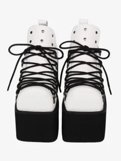 Gothic Lolita Footwear White Grommets PU Leather Wedge Heel Lolita Pumps