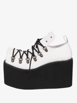 Gothic Lolita Footwear White Grommets PU Leather Wedge Heel Lolita Pumps