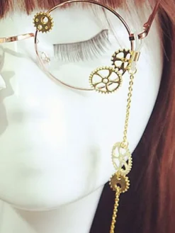 Gothic Lolita Glasses Steampunk Vintage Red Rose Flower Gear Chains Retro Lolita Costume Accessories