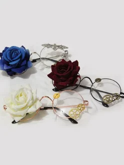 Gothic Lolita Glasses Steampunk Vintage Red Rose Flower Gear Chains Retro Lolita Costume Accessories
