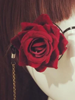 Gothic Lolita Glasses Steampunk Vintage Red Rose Flower Gear Chains Retro Lolita Costume Accessories