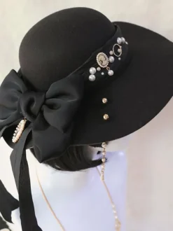 Gothic Lolita Hat Black Chains Accessory Polyester Lolita Accessories