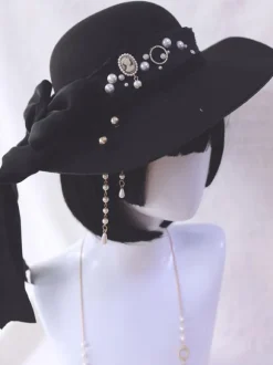 Gothic Lolita Hat Black Chains Accessory Polyester Lolita Accessories