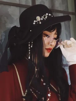Gothic Lolita Hat Black Chains Accessory Polyester Lolita Accessories