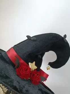 Gothic Lolita Hat Black Flowers Bows Ruffles Accessory Polyester Lolita Accessories