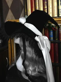 Gothic Lolita Hat Bows Lace Accessory Lace Bow Polyester Purple Lolita Witch Hat