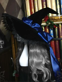 Gothic Lolita Hat Bows Lace Accessory Lace Bow Polyester Purple Lolita Witch Hat