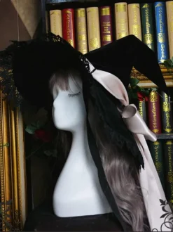 Gothic Lolita Hat Bows Lace Accessory Lace Bow Polyester Purple Lolita Witch Hat