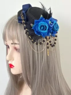 Gothic Lolita Hat Chains Pearls Accessory Polyester Burgundy Lolita Accessories