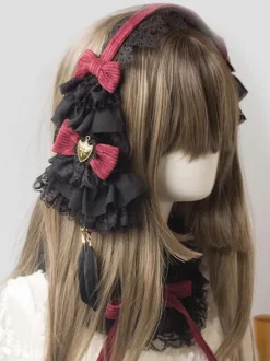 Gothic Lolita Headdress Lace Bow Two Tone Lolita Hair Accessory